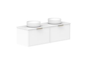 Supporting Image - Kado Lux Slim All Drawer 1500mm Wall Hung Vanity with Double Basin 20mm Top Matte White