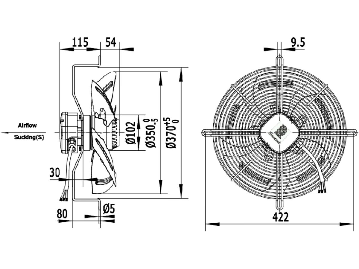 Tecumseh 350mm 1Ph Fan Motor Assembly 7552106