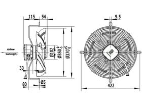 Tecumseh 350mm 1Ph Fan Motor Assembly 7552106