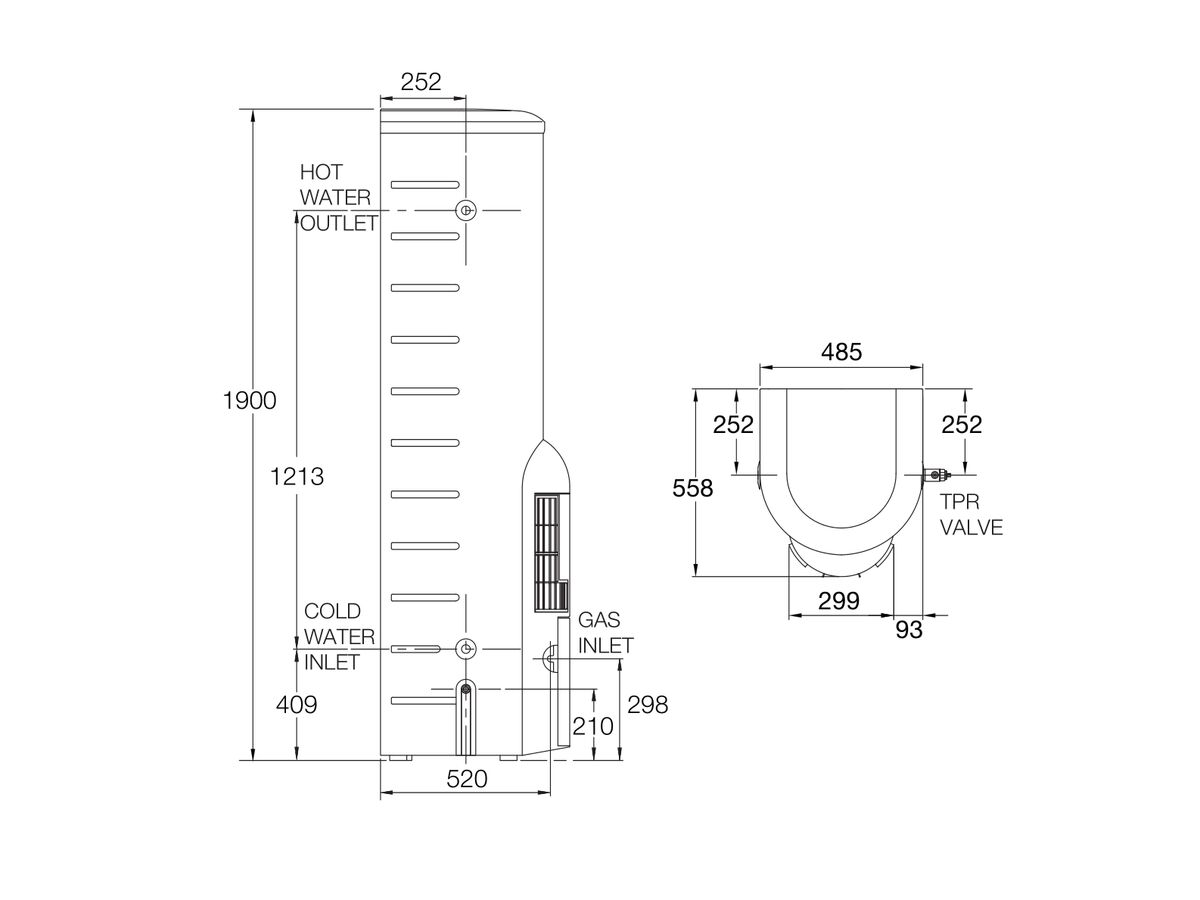 Rheem Stellar 5 Star 360L Natural Gas Hot Water System