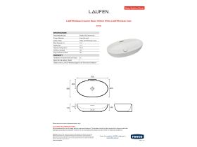 Specification Sheet - LAUFEN Alessi Counter Basin 700mm White LAUFEN Clean Coat