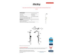 Specification Sheet - Mizu Soothe Twin Rail Shower 3 Function with Top Rail Water Inlet Brushed Nickel (5 Star)