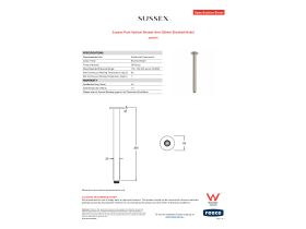 Specification Sheet - Sussex Pure Vertical Shower Arm 300mm Brushed Nickel