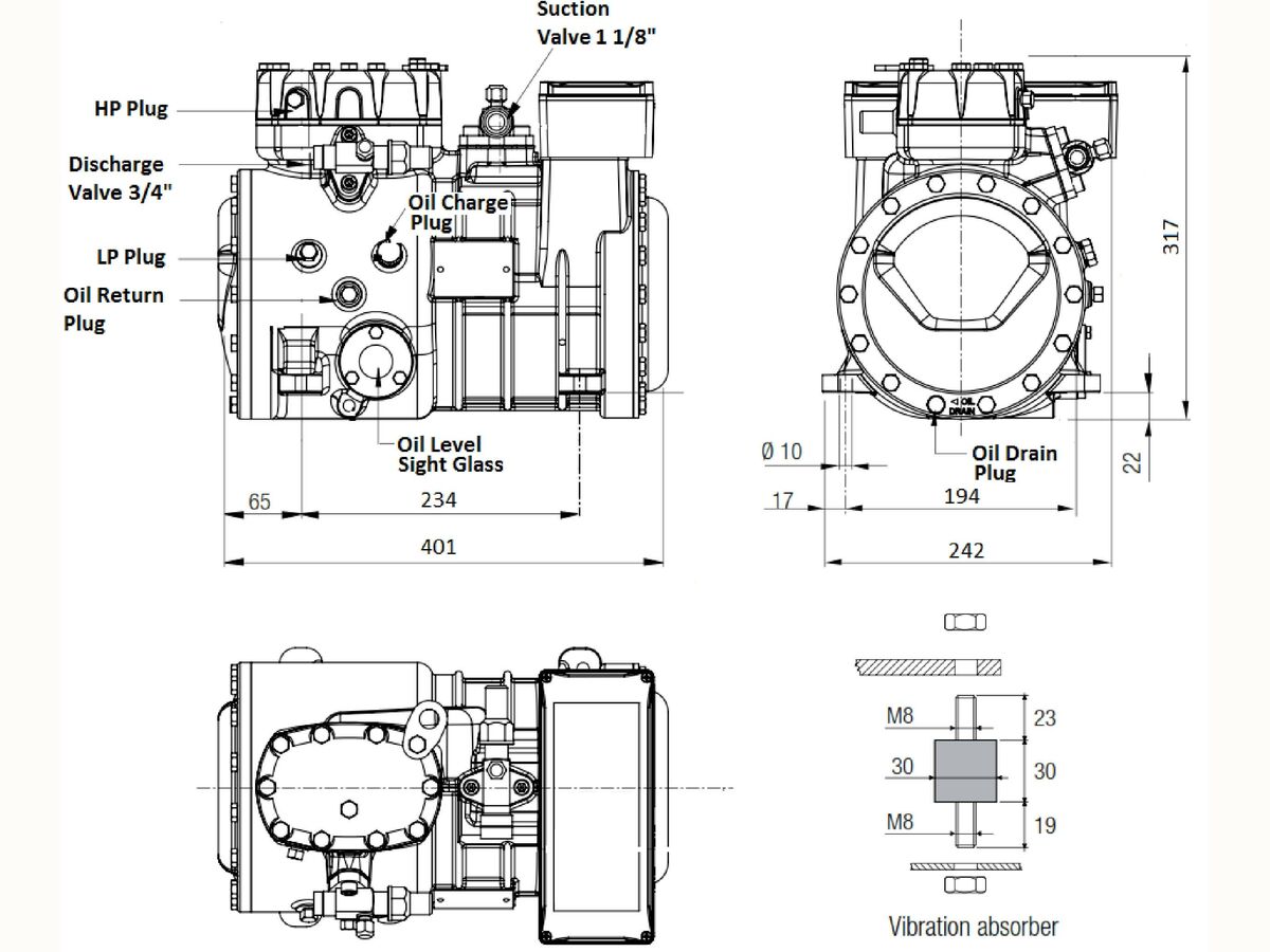 Tecumseh Semi Hermetic Compressor SH4567Z