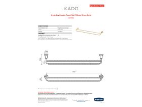 Specification Sheet - Kado Era Double Towel Rail 750mm Brass Gold