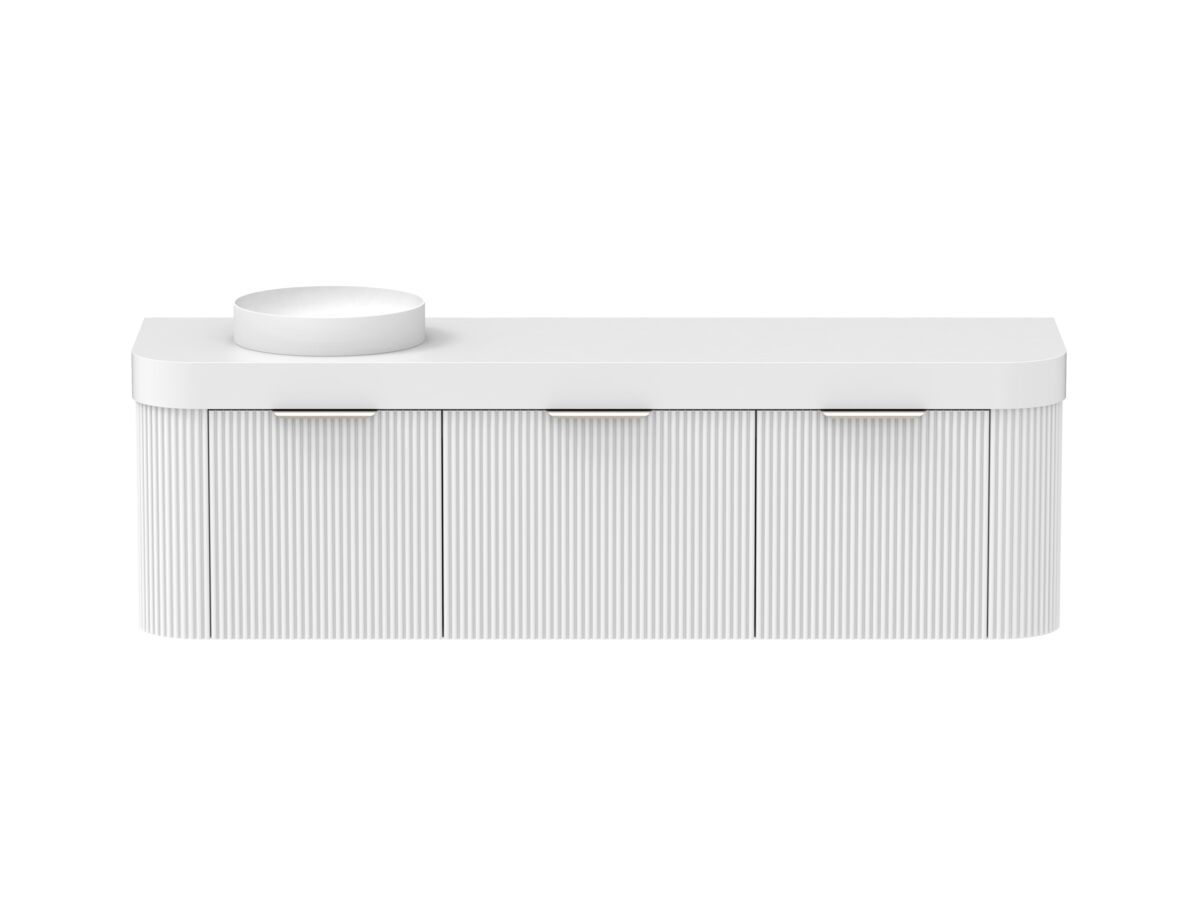 Supporting Image - Kado Neue Fluted Double Curve All Drawer 1800mm Wall Hung Vanity with Left Hand Basin Durasein 90mm Top Ultra White