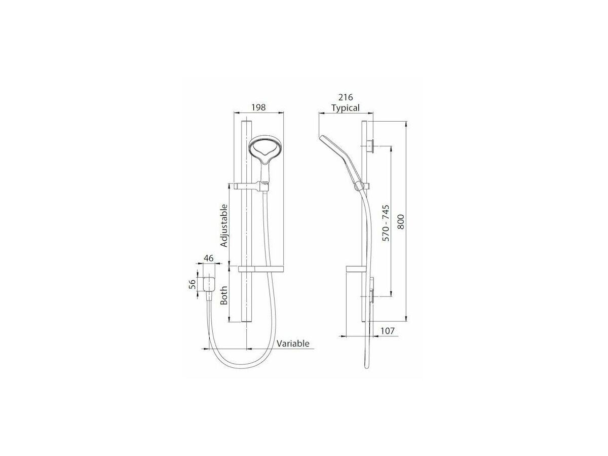 Methven Aio Aurajet Single Rail Shower with Wall Water Inlet (3 Star)