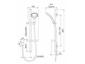 Methven Aio Aurajet Single Rail Shower with Wall Water Inlet (3 Star)