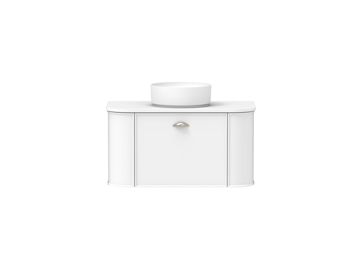 Supporting Image - Kado Era Double Curve All Drawer 900mm Wall Hung Vanity with Centre Basin 20mm Top Matte White