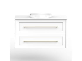 Supporting Image - Kado Lux All Drawer 900mm Wall Hung Vanity Centre Basin 20mm - White - Front