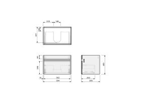 Technical Drawing - Posh Domaine Ensuite 600 1 Drawer Wall Hung Ceramic Top