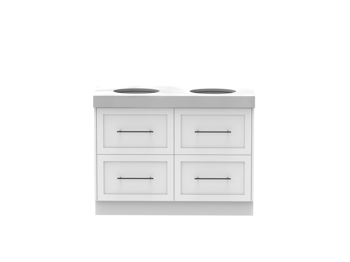 Supporting Image - Kado Lux All Drawer 1200mm Floor Mounted Vanity Double Basin 90mm - White - Front