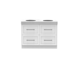 Supporting Image - Kado Lux All Drawer 1200mm Floor Mounted Vanity Double Basin 90mm - White - Front