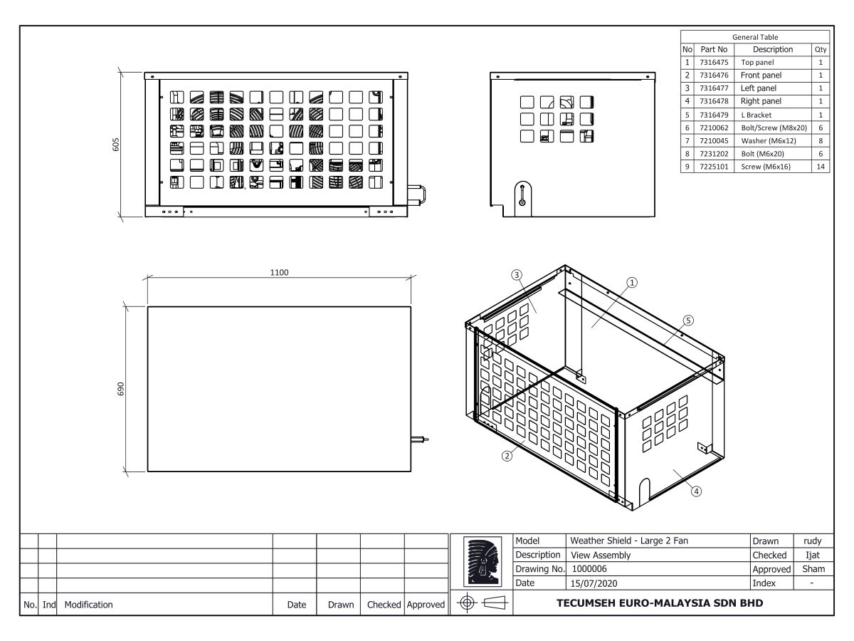 Tecumseh Large Condensing Unit Cover 1000006