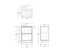 Posh Domaine & Domaine Plus All-Drawer Twin 600mm Floor Mounted Vanity Unit Ceramic Top Centre Basin