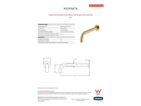 Specification Sheet - Sussex Pure Wall Bath Outlet 250mm PVD Brushed Gold Lead Free