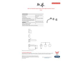 Specification Sheet - Milli Pure Wall Bath Hostess System 200mm Right Hand Satin Chrome
