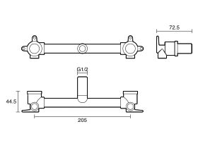 Technical Drawing - Dura Ardent Sink Assembly 200mm Centre with No Tails Bottom Entry Lead Free