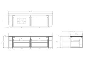 Technical Drawing - Kado Era Double Curve All Drawer 1800mm Wall Hung Vanity with Left Hand Basin 20mm Top