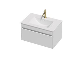 Posh Domaine Single 750 1 Drawer Wall Hung White Console Top Matte White