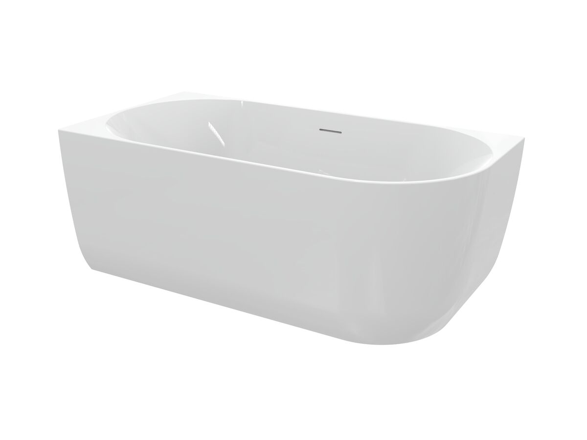Supporting Image 2 - Posh Solus Back to Corner Freestanding Bath 1500mm Left Corner with Overflow Gloss White - Perspective View