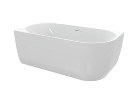 Supporting Image 2 - Posh Solus Back to Corner Freestanding Bath 1500mm Left Corner with Overflow Gloss White - Perspective View