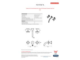 Specification Sheet - Sussex Oria Cross Wall Bath Set 165mm PVD Brushed Gunmetal Lead Free