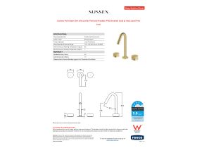 Specification Sheet - Sussex Pure Basin Set with Linear Textured Handles PVD Brushed Gold (5 Star) Lead Free
