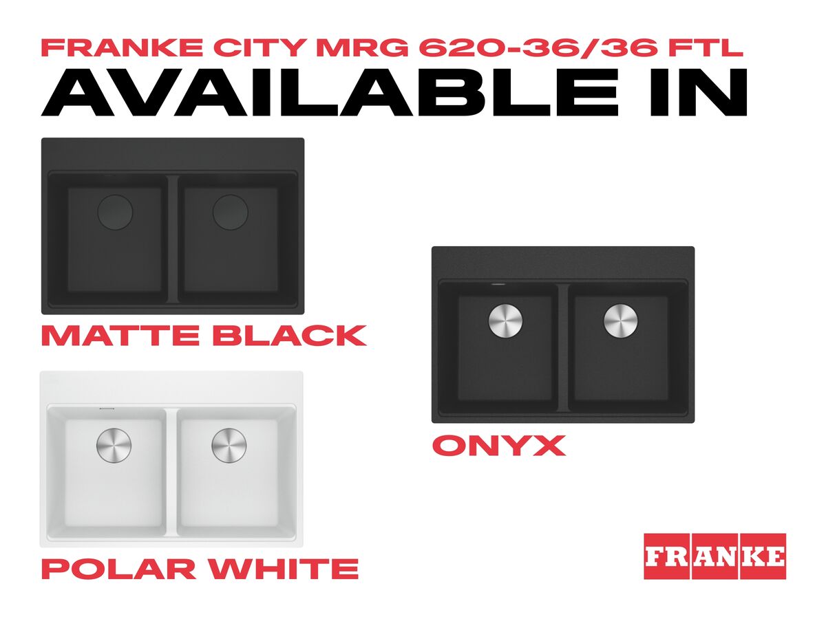 Franke City Fragranite Double Bowl 360mm Bowl + 360mm Bowl Inset Sink with Tap Ledge Colour Swatch