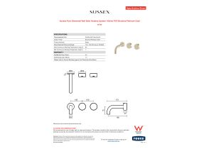 Specification Sheet - Sussex Pure Elemental Wall Bath Hostess System 160mm PVD Brushed Platinum Gold