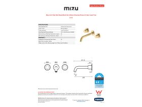 Specification Sheet - Mizu Drift Dial Wall Basin/Bath Set 200mm Brushed Brass (6 Star) Lead Free