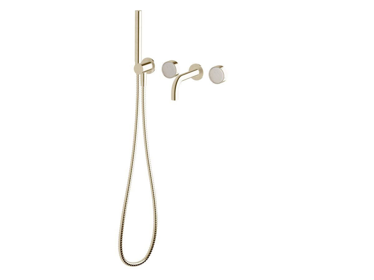 Supporting Image - Sussex Pure Elemental Progressive Bath Mixer System with Handshower 160mm PVD Brushed Platinum Gold with Aurora Insert