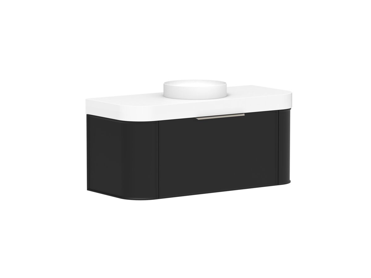 Supporting Image 2 - Kado Era Double Curve All Drawer 1200mm Wall Hung Vanity Centre Basin 90mm Durasein Top Matte Black