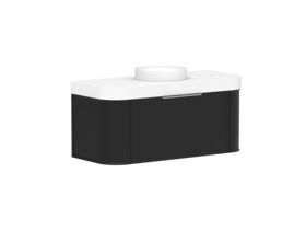 Supporting Image 2 - Kado Era Double Curve All Drawer 1200mm Wall Hung Vanity Centre Basin 90mm Durasein Top Matte Black
