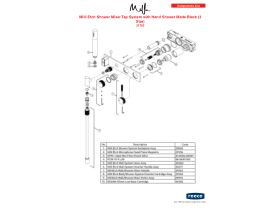 Component Listing - Milli Etch Shower Mixer Tap System with Hand Shower Matte Black (3 Star)