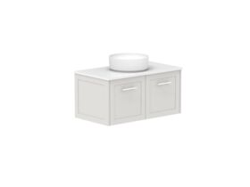 Supporting Image - Kado Lux All Door 900mm Wall Hung Vanity Centre Basin 20mm - Feather Grey - Angle