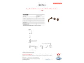 Specification Sheet - Sussex Pure Wall Bath Hostess System 160mm Right Hand PVD Brushed Bronze