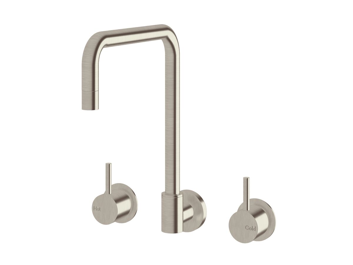 Hero - Sussex Scala Wall Sink Set Square LUX PVD Brushed Oyster Nickel (3 Star)