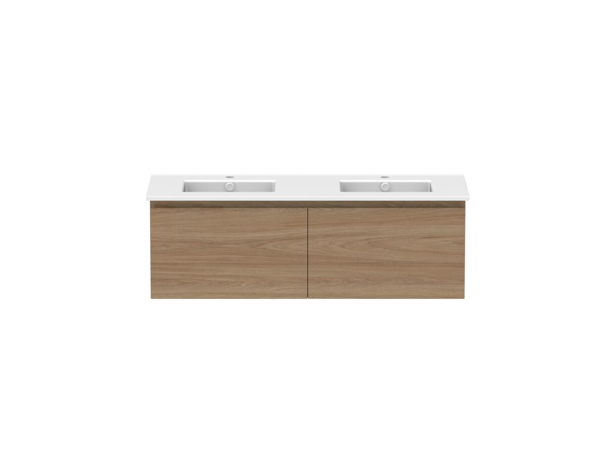 Hero - Posh Domaine 1200mm Wall Hung Vanity Unit All-Drawer Double Bowl Matte White Ceramic Top