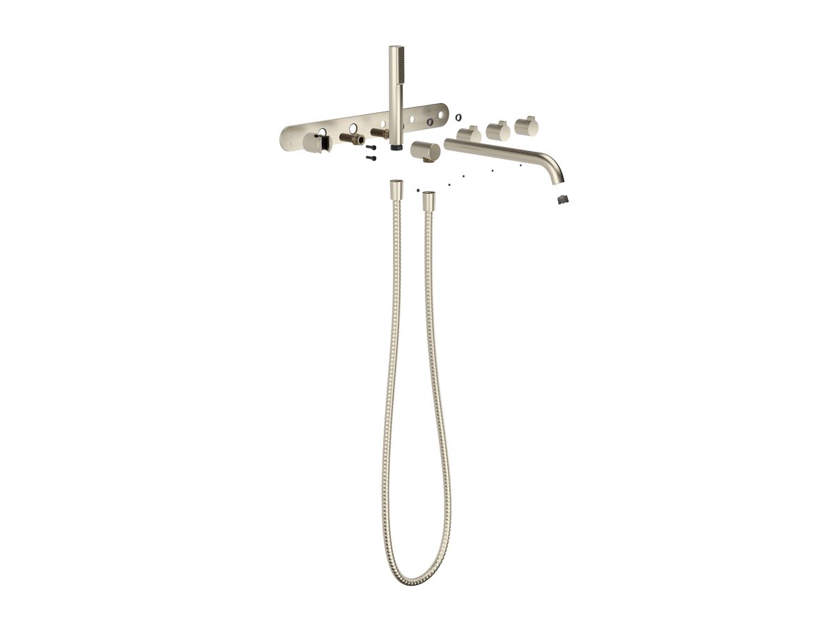 Hero - Faucet Strommen Vara Fin Wall Bath Tap Set with Handshower Trimset Brushed Nickel (3 Star) Lead Free