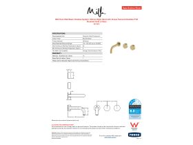 Specification Sheet - Milli Pure Wall Basin Hostess System 160mm Right Hand with Cirque Textured Handles PVD Brushed Gold (3 Star)
