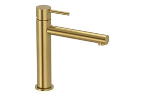 Mizu Drift Mid Basin Mixer Straight Spout Brushed Brass (6 Star)