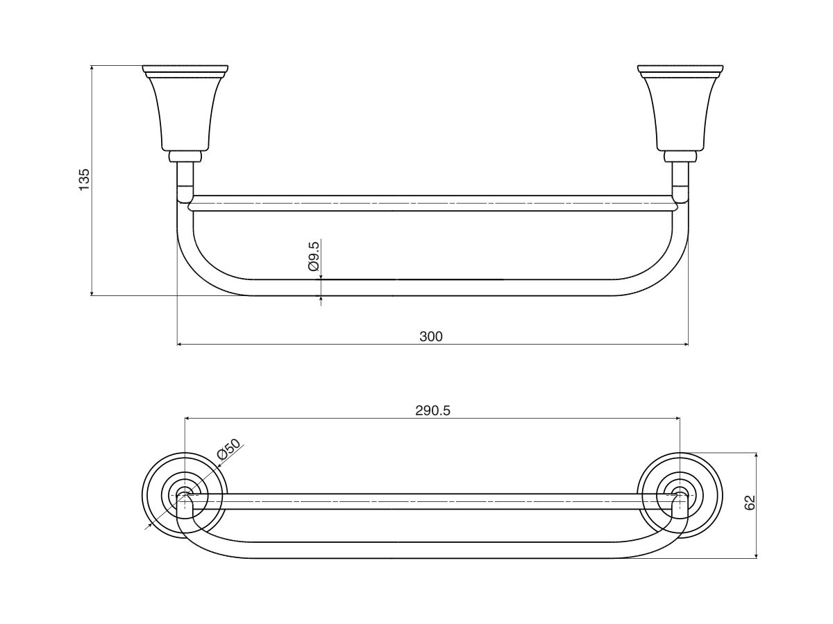 Posh Canterbury Double Towel Rail 300mm