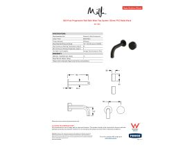 Specification Sheet - Milli Pure Progressive Wall Bath Mixer Tap System 160mm PVD Matte Black