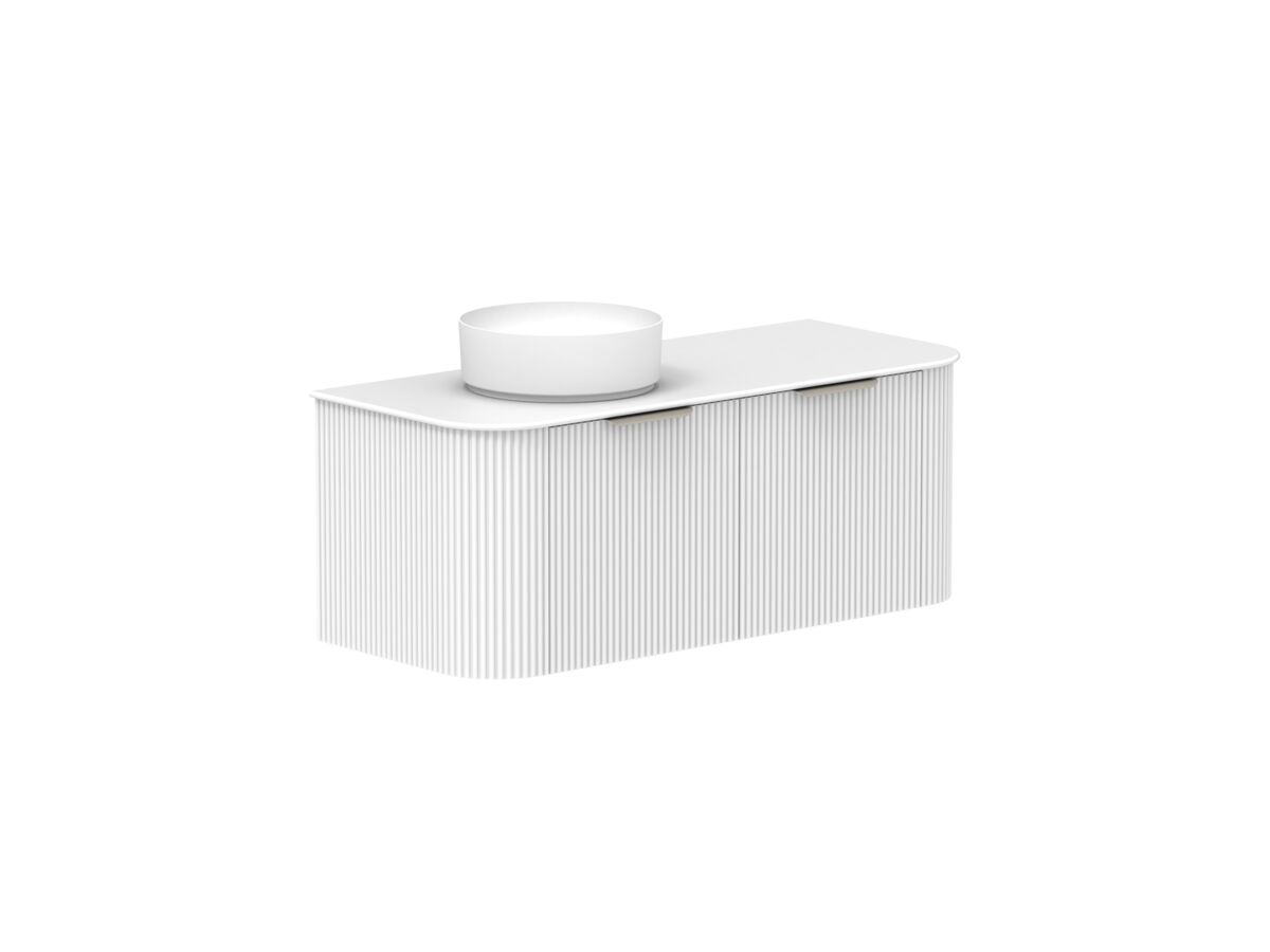 Supporting Image 2- Kado Neue Fluted Double Curve All Drawer 1200 Wall Hung Vanity with Left Hand Basin Durasein 12mm Top Ultra White