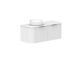Supporting Image 2- Kado Neue Fluted Double Curve All Drawer 1200 Wall Hung Vanity with Left Hand Basin Durasein 12mm Top Ultra White
