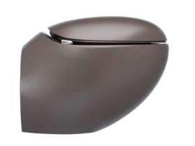 Supporting Image - LAUFEN Alessi Rimless Wall Hung Pan with Soft Close Seat Matte Cafe (4 Star) - Side
