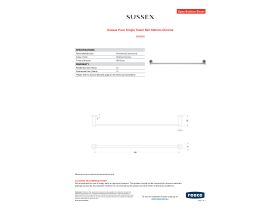 Specification Sheet - Sussex Pure Single Towel Rail 600mm Chrome