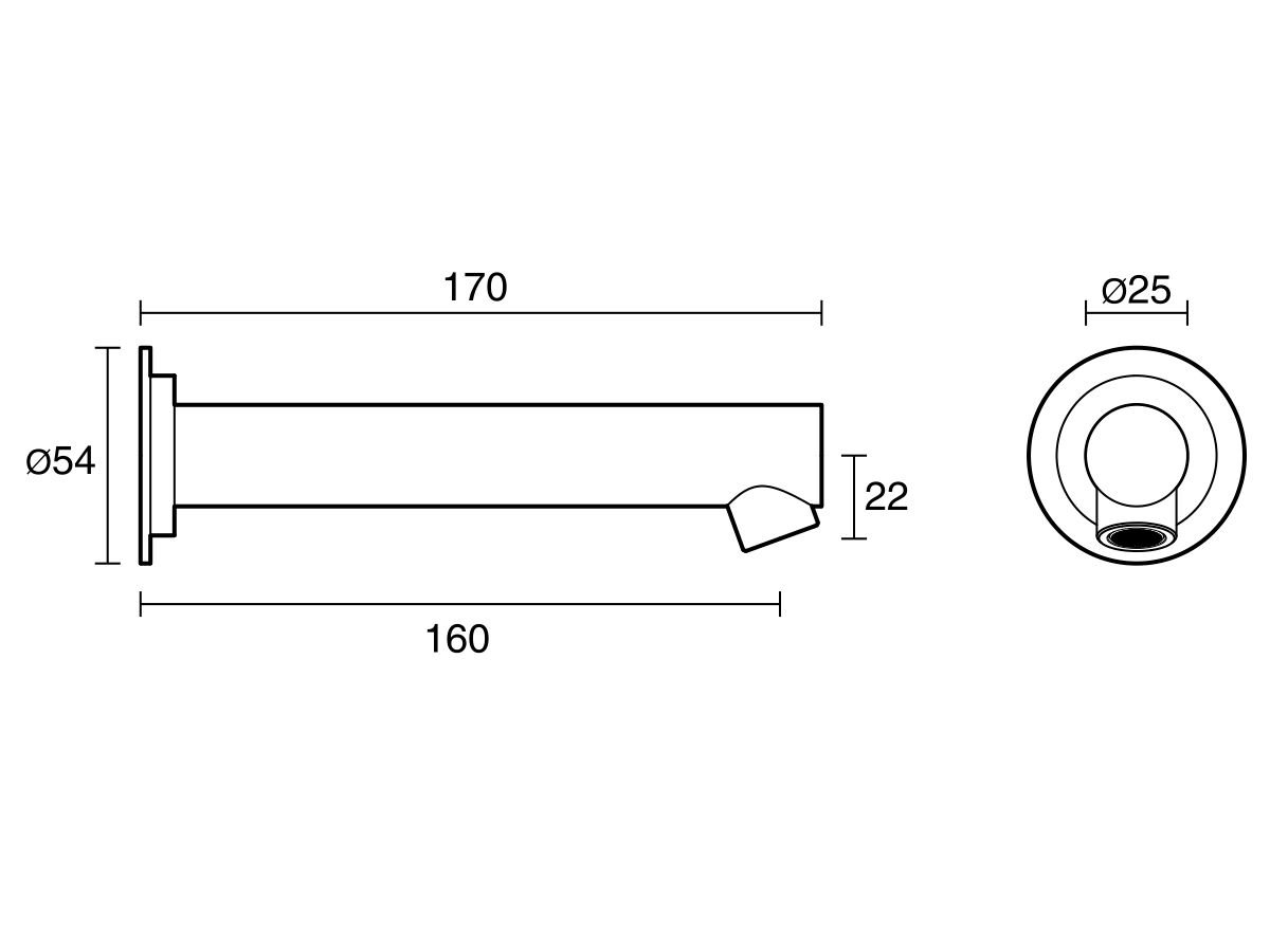 Sussex Scala Straight Wall Basin Outlet 160mm