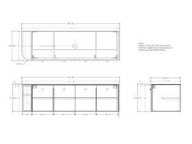 Technical Drawing - Kado Era Single Curve All Door 1650mm Wall Hung Vanity with Centre Basin 20mm Top